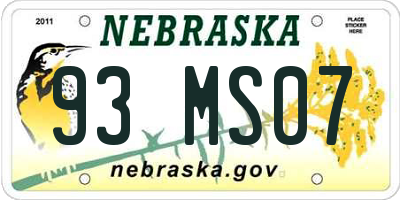 NE license plate 93MS07