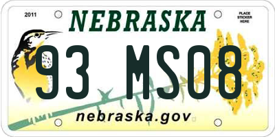 NE license plate 93MS08