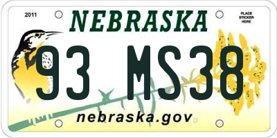 NE license plate 93MS38