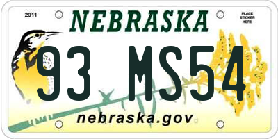 NE license plate 93MS54