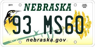 NE license plate 93MS60