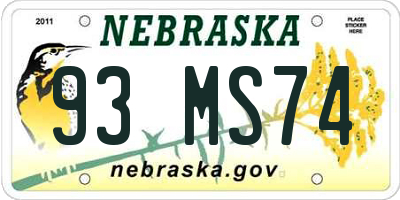 NE license plate 93MS74