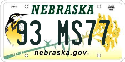 NE license plate 93MS77