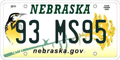 NE license plate 93MS95