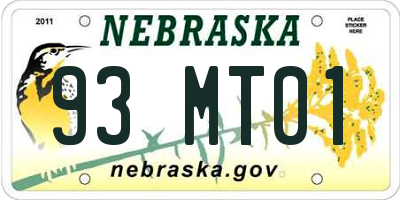 NE license plate 93MT01