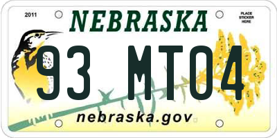 NE license plate 93MT04