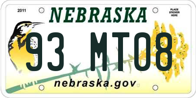 NE license plate 93MT08