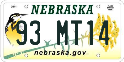 NE license plate 93MT14