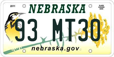 NE license plate 93MT30