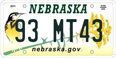 NE license plate 93MT43