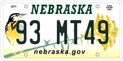 NE license plate 93MT49