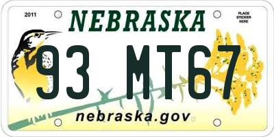 NE license plate 93MT67