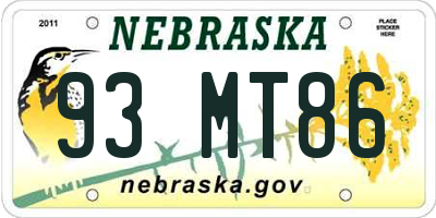 NE license plate 93MT86