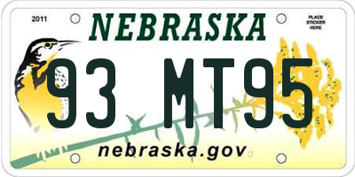 NE license plate 93MT95