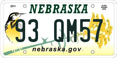 NE license plate 93QM57