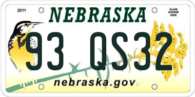 NE license plate 93QS32
