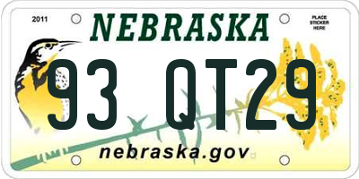 NE license plate 93QT29