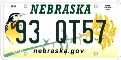 NE license plate 93QT57