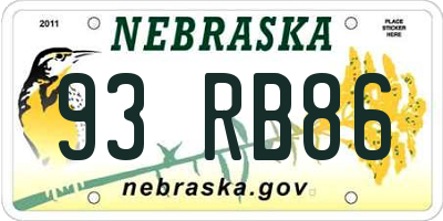 NE license plate 93RB86