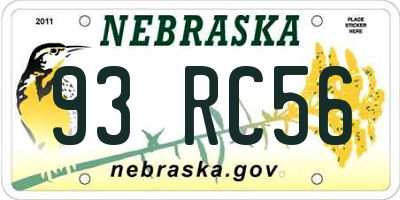 NE license plate 93RC56