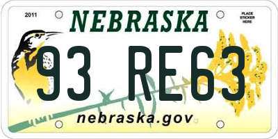 NE license plate 93RE63