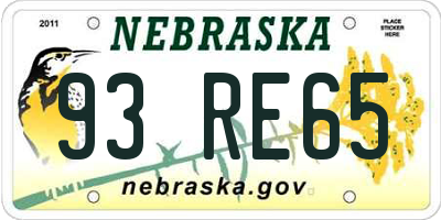 NE license plate 93RE65