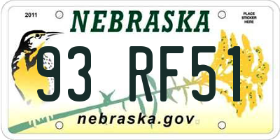 NE license plate 93RF51