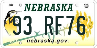 NE license plate 93RF76