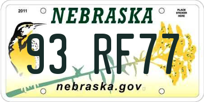 NE license plate 93RF77