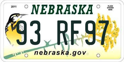 NE license plate 93RF97