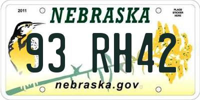 NE license plate 93RH42
