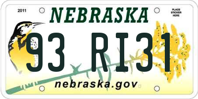 NE license plate 93RI31