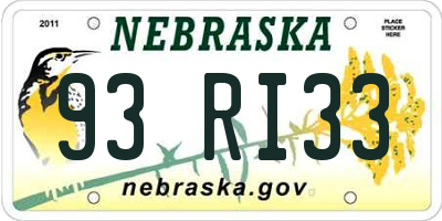 NE license plate 93RI33