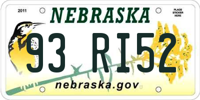 NE license plate 93RI52