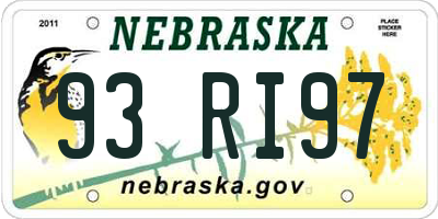 NE license plate 93RI97