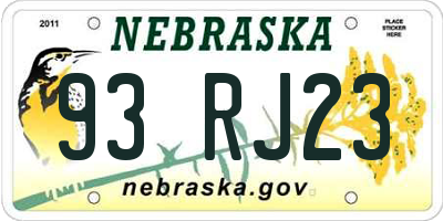 NE license plate 93RJ23