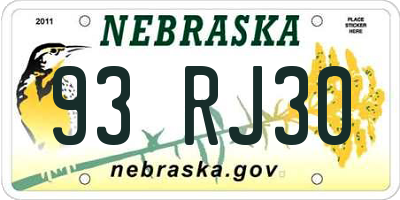 NE license plate 93RJ30