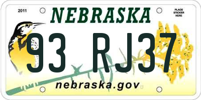 NE license plate 93RJ37