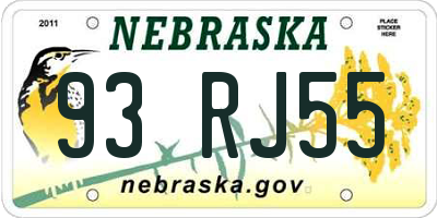 NE license plate 93RJ55