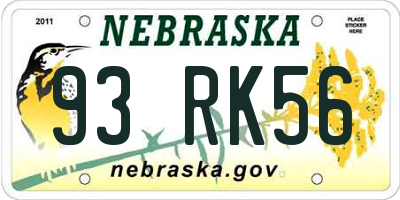 NE license plate 93RK56