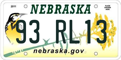 NE license plate 93RL13