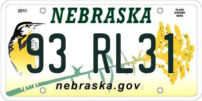 NE license plate 93RL31