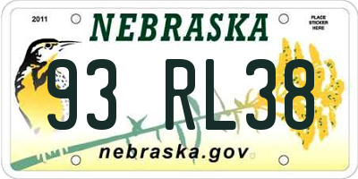 NE license plate 93RL38