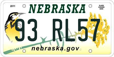 NE license plate 93RL57