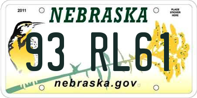NE license plate 93RL61