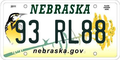 NE license plate 93RL88