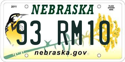NE license plate 93RM10