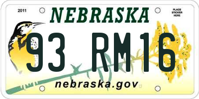 NE license plate 93RM16