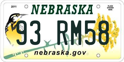 NE license plate 93RM58