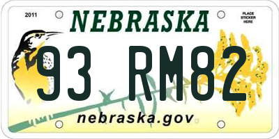 NE license plate 93RM82